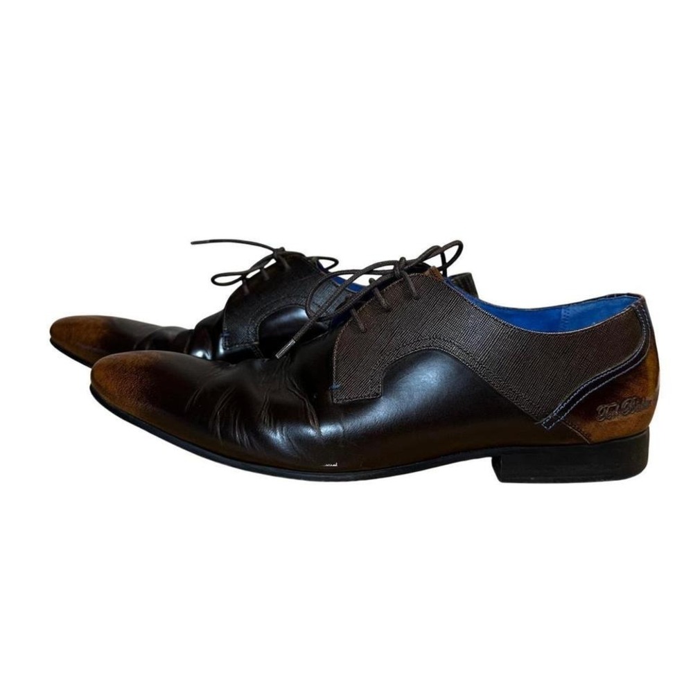 Ted Baker Pelton Brown Leather Burnished Ombre Derby Dress Shoes Mens US 10